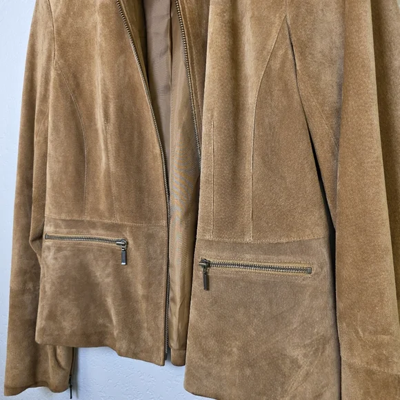 Alfani Women's Brown Suede Leather Zip-Up Jacket – Boho Classic Chic - Size M - Picture 6 of 15